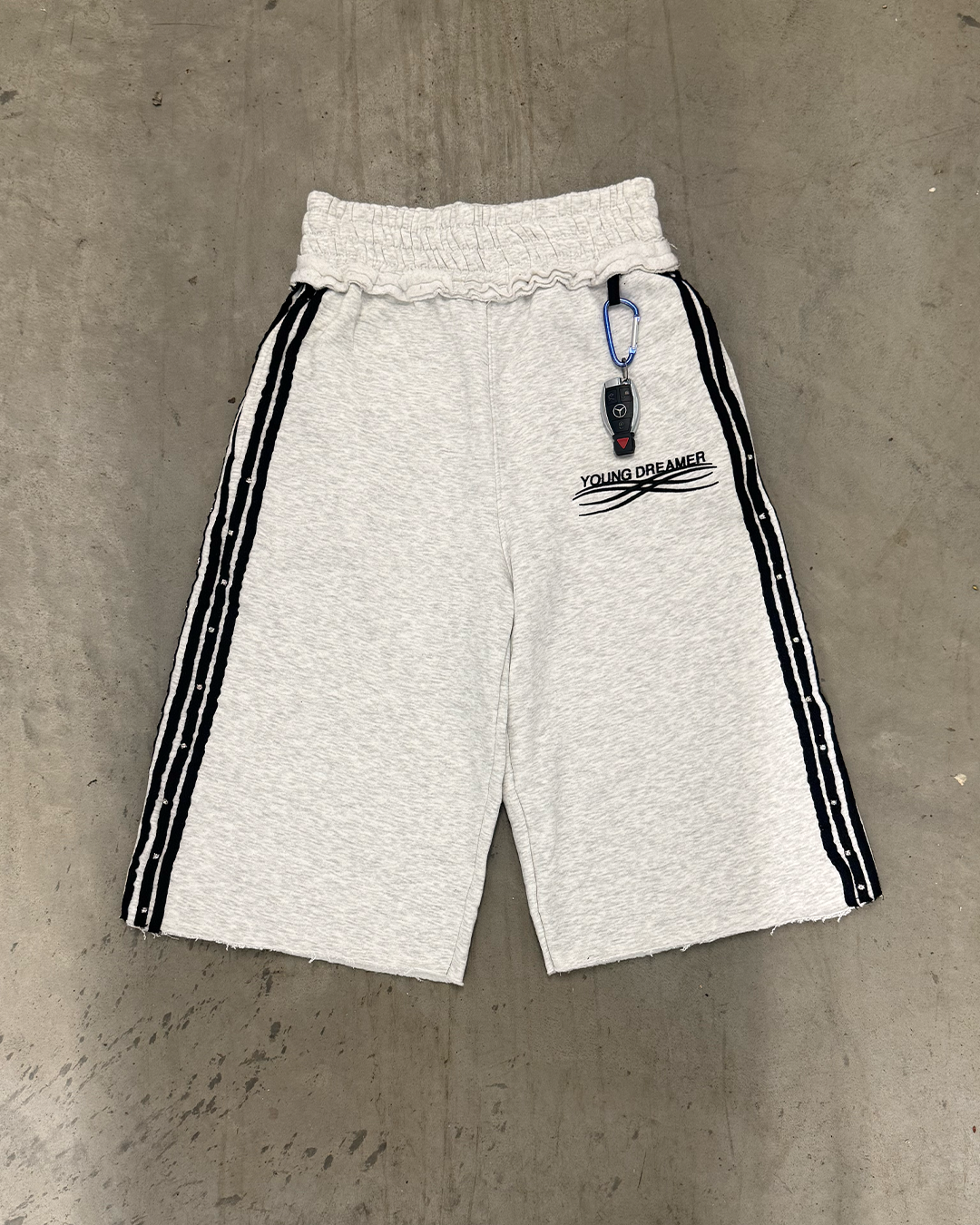 Grey "Striped" 3/4 Sweatshorts