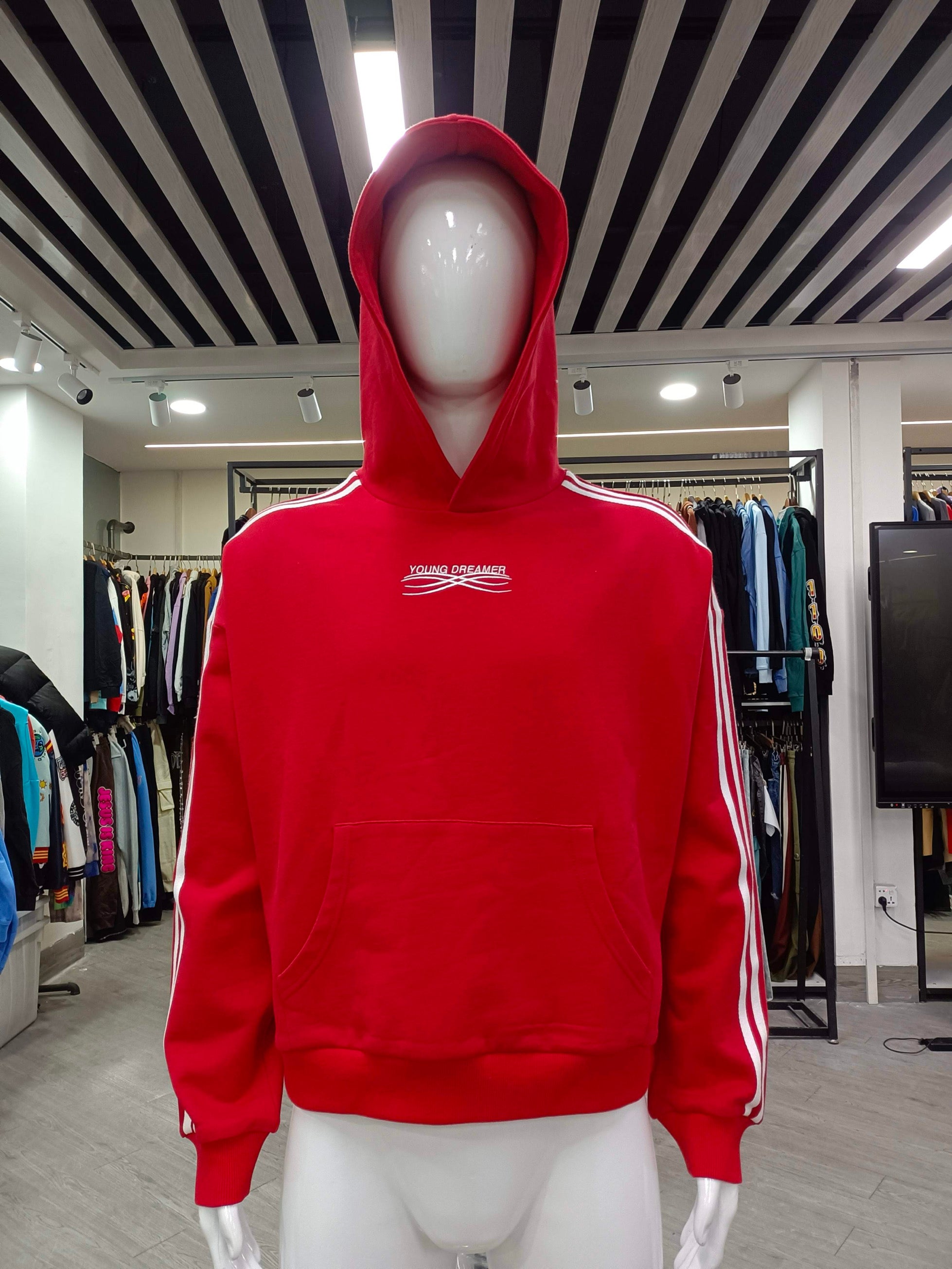 Red "Striped hoodie"